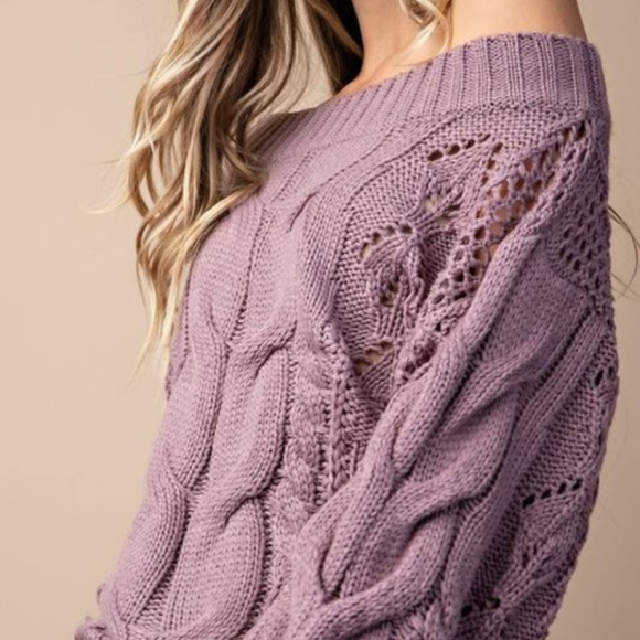 Parker Chunky Cable Knit Sweater (Ash Plum) - Picture 5 of 8